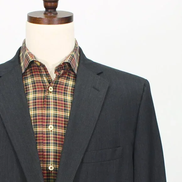 Tom James 46R Gray Blazer Sport Coat Jacket 2-Button Solid Y124